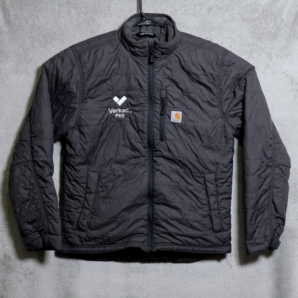 Carhartt Jacket Mens Medium Black Rain Defender Puffer Full Zip Quilted Relaxed